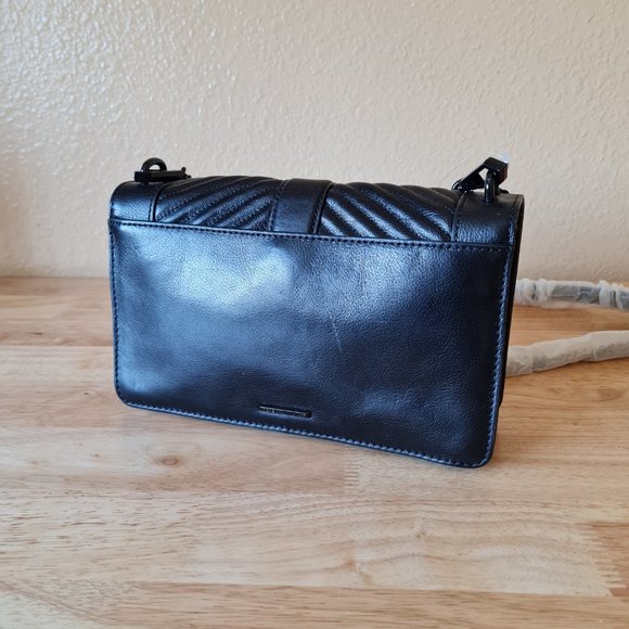 New Rebecca Minkoff Black Chevron Quilted Love Crossbody Leather Chain Handbag - Picture 3 of 8